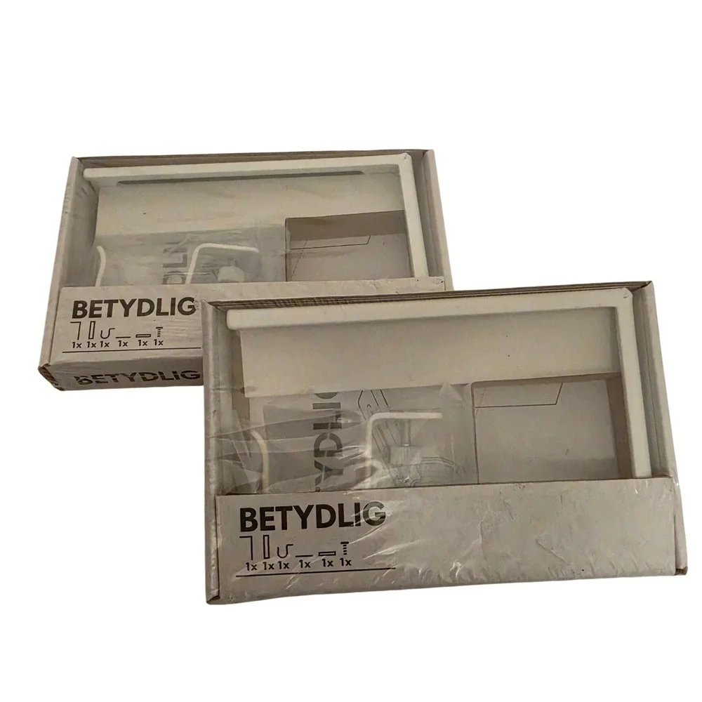 IKEA BETYDLIG Wall Ceiling Curtain Rod Bracket White 302.198.89 Set of 2 NEW